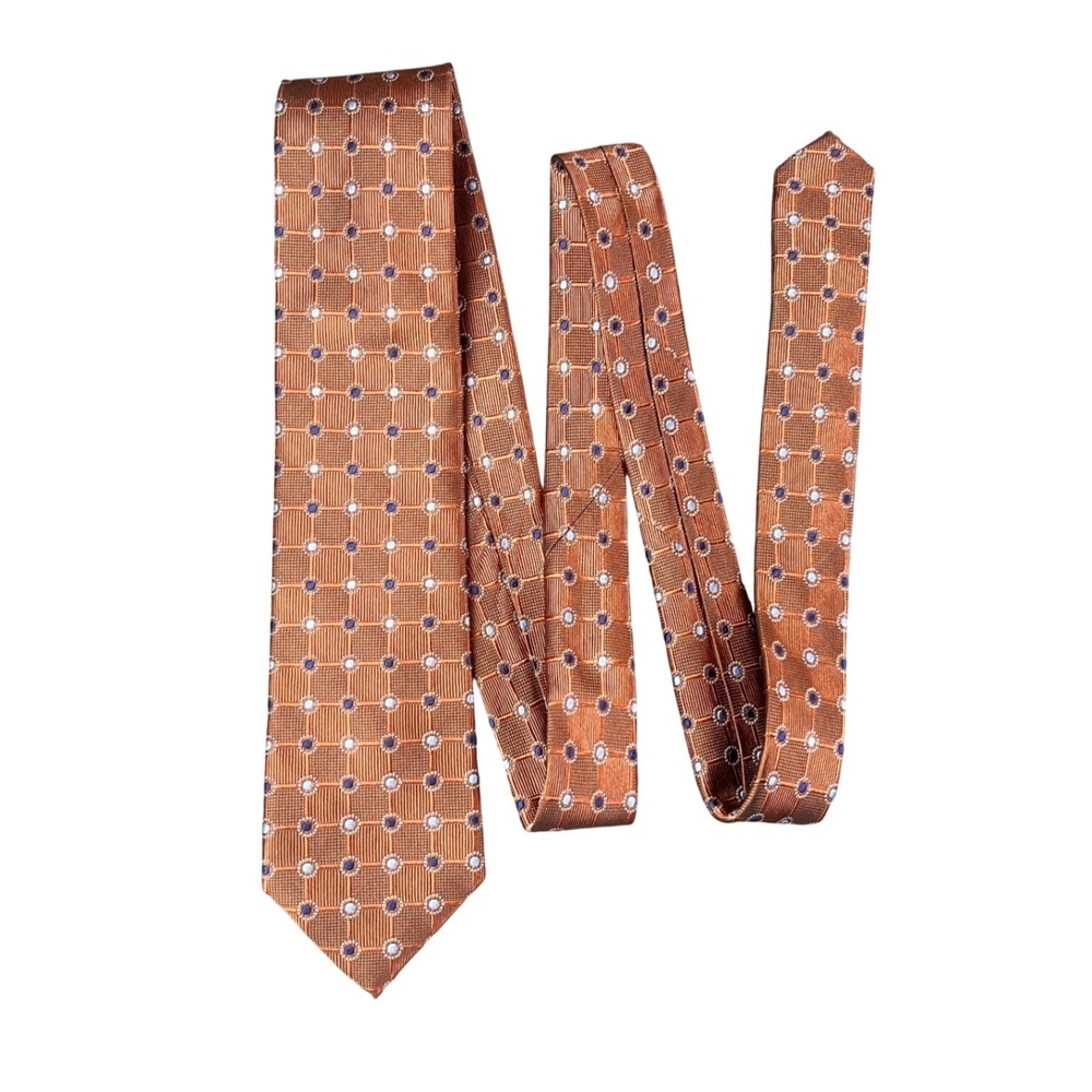 Jos. A. Bank Executive Collection Burnt Orange Blue Geometric Silk Necktie